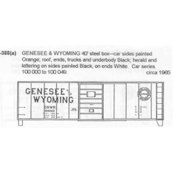 CDS DRY TRANSFER O-388  GENESEE & WYOMING 40' BOXCAR - O SCALE