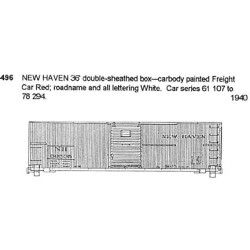 CDS DRY TRANSFER S-496  NEW HAVEN 36' BOXCAR - S SCALE