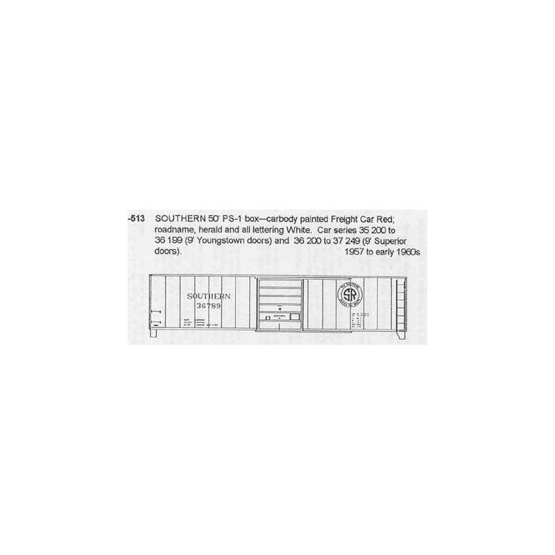 CDS DRY TRANSFER HO-513 SOUTHERN RAILWAY 50' BOXCAR - HO SCALE