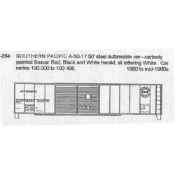 CDS DRY TRANSFER HO-254  SOUTHERN PACIFIC 50' DOUBLE DOOR BOXCAR - HO SCALE