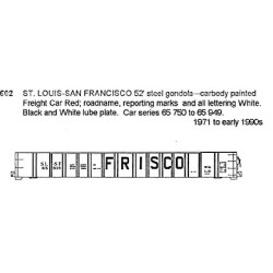 CDS DRY TRANSFER HO-602  ST. LOUIS - SAN FRANCISCO 52' MILL GONDOLA - HO SCALE