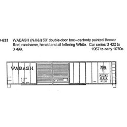 CDS DRY TRANSFER HO-633  WABASH / NJI&I 50' DOUBLE DOOR BOXCAR - HO SCALE