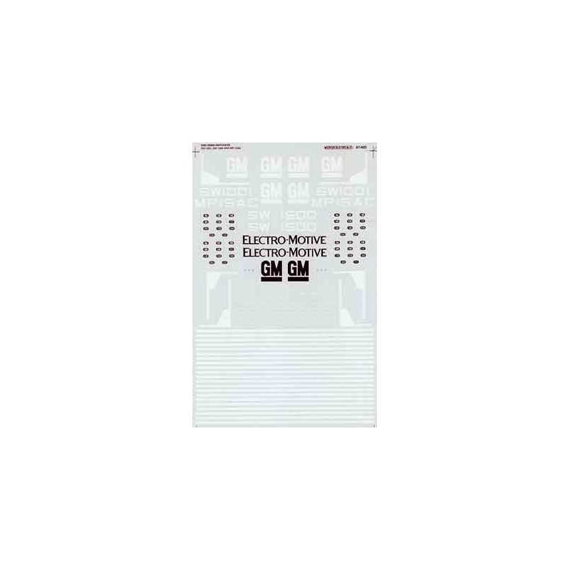 MICROSCALE DECAL 87-603NOS - ELECTRO-MOTIVE-DIVISION DIESEL LOCOMOTIVES - HO SCALE