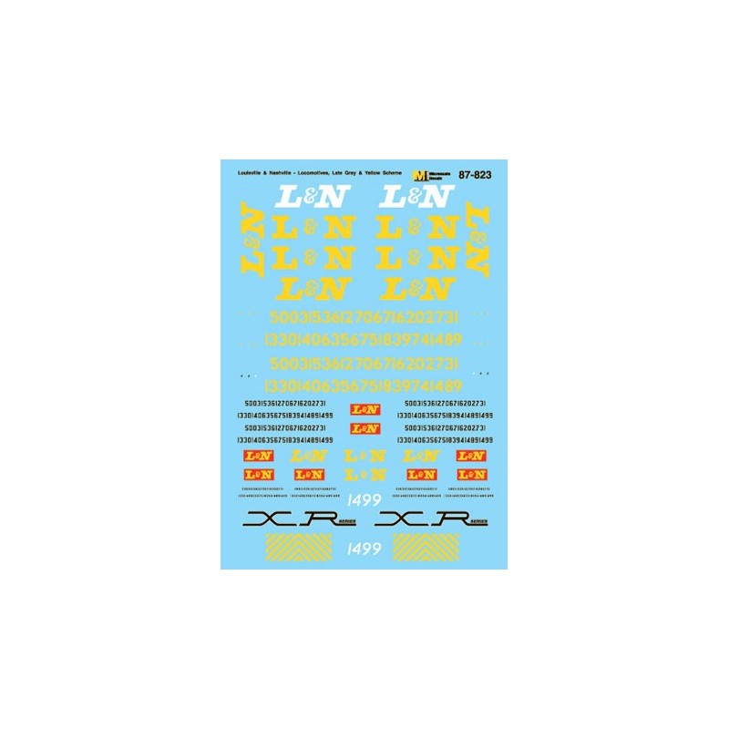 MICROSCALE DECAL 87-823 - LOUISVILLE & NASHVILLE DIESEL LOCOMOTIVES - HO SCALE