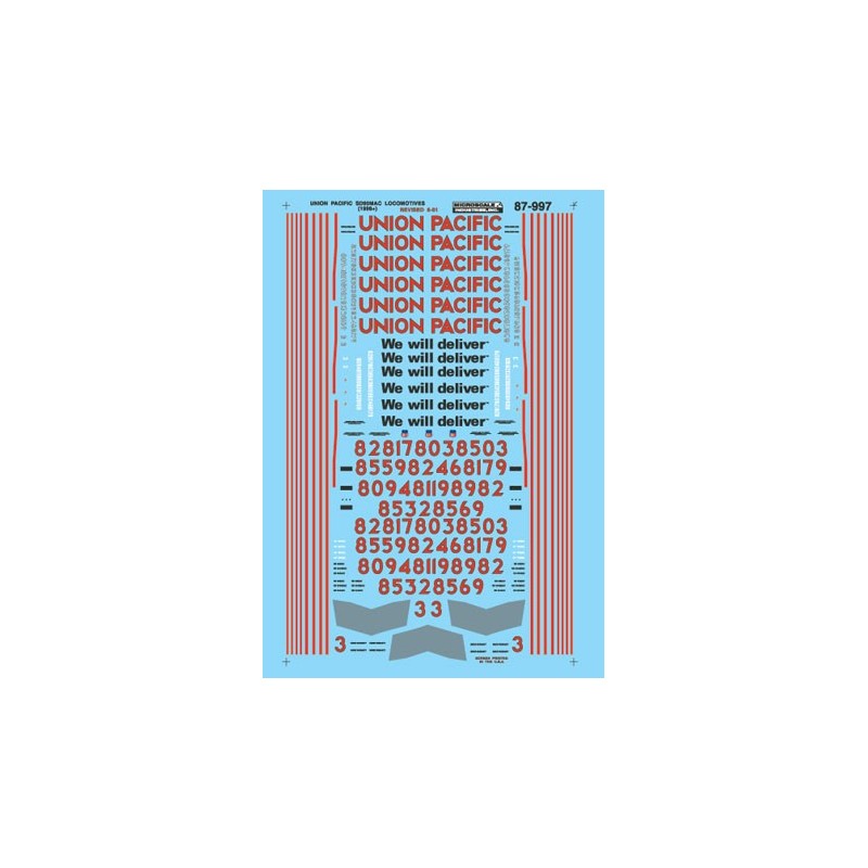 MICROSCALE DECAL 87-997 - UNION PACIFIC DIESEL LOCOMOTIVES - HO SCALE