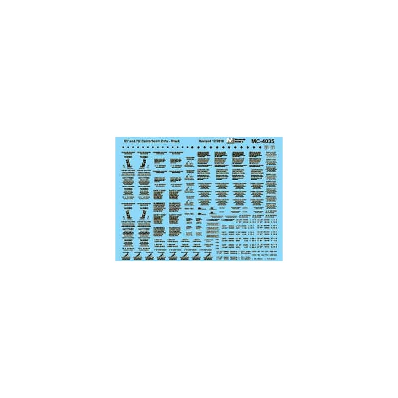 MICROSCALE DECAL MC-4035 - CENTERBEAM FLAT CAR DATA - HO SCALE