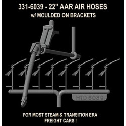 HI-TECH 6039 - AAR 22" AIR HOSES - WITH BRACKETS - HO SCALE
