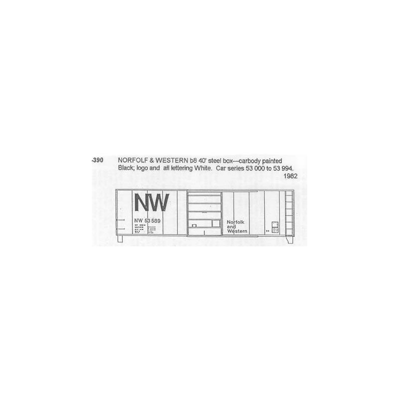 CDS DRY TRANSFER HO-390NOS  NORFOLK & WESTERN 40' BOXCAR - HO SCALE