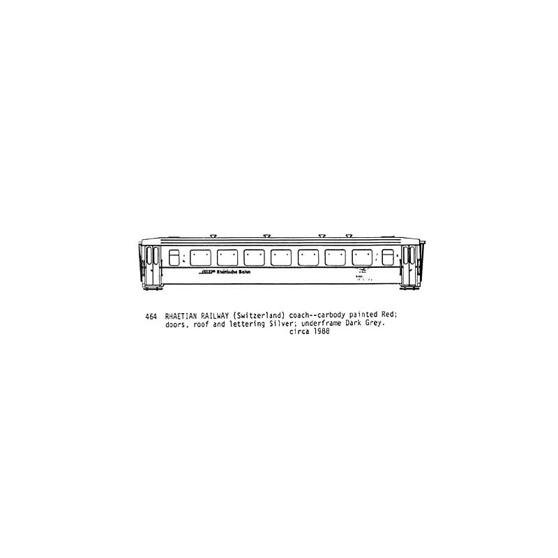 CDS DRY TRANSFER HO-464NOS RHAETIAN RAILWAY PASSENGER CAR - HO SCALE