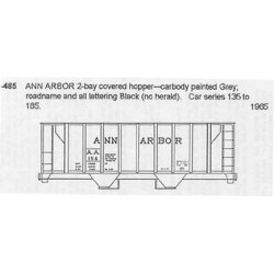 CDS DRY TRANSFER HO-485NOS ANN ARBOR 2 BAY COVERED HOPPER - HO SCALE