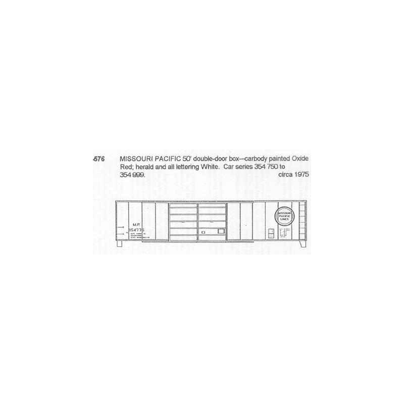 CDS DRY TRANSFER HO-576NOS MISSOURI PACIFIC 50' DOUBLE DOOR BOXCAR - HO SCALE