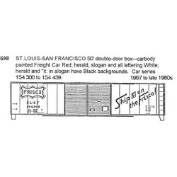CDS DRY TRANSFER HO-598NOS  ST. LOUIS - SAN FRANCISCO 50'  DOUBLE DOOR BOXCAR - HO SCALE