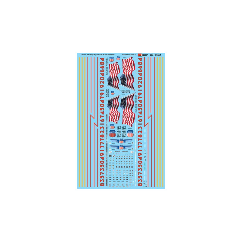 MICROSCALE DECAL 87-1402 - UNION PACIFIC DIESEL LOCOMOTIVES - HO SCALE