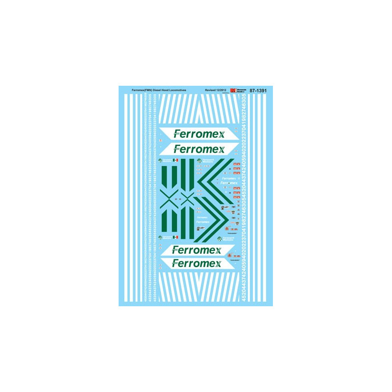 MICROSCALE DECAL 87-1391 - FERROMEX DIESEL LOCOMOTIVES - HO SCALE