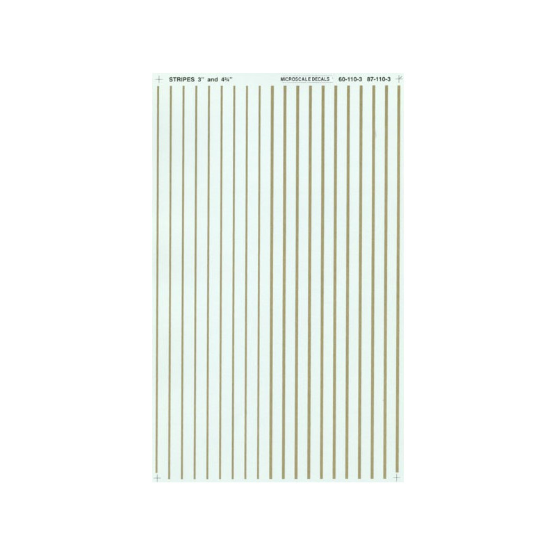 MICROSCALE DECAL 91103 - 3" & 4-3/4" GOLD STRIPES - HO SCALE