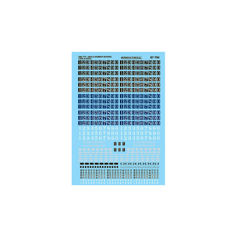 MICROSCALE DECAL 87-794 - DIESEL DATA FOR EMC FT LOCOMOTIVES - HO SCALE