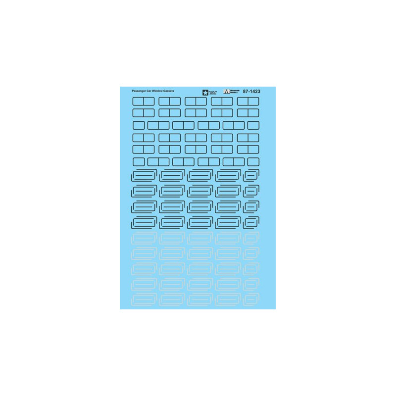 MICROSCALE DECAL 87-1423 - PASSENGER CAR WINDOW GASKETS - HO SCALE