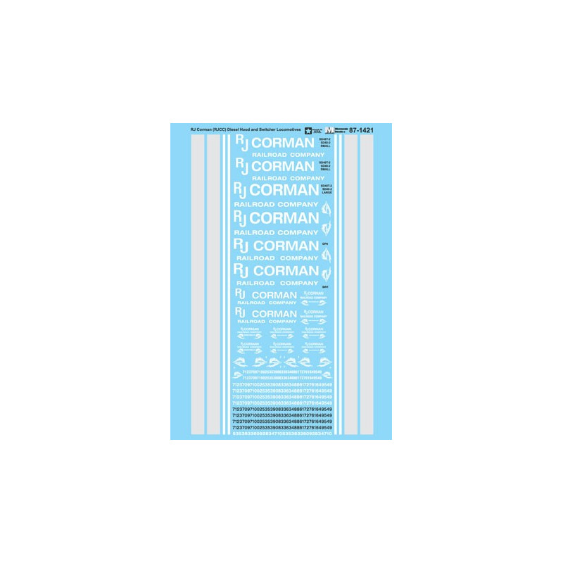 MICROSCALE DECAL 87-1421 - RJ CORMAN DIESEL LOCOMOTIVES - HO SCALE