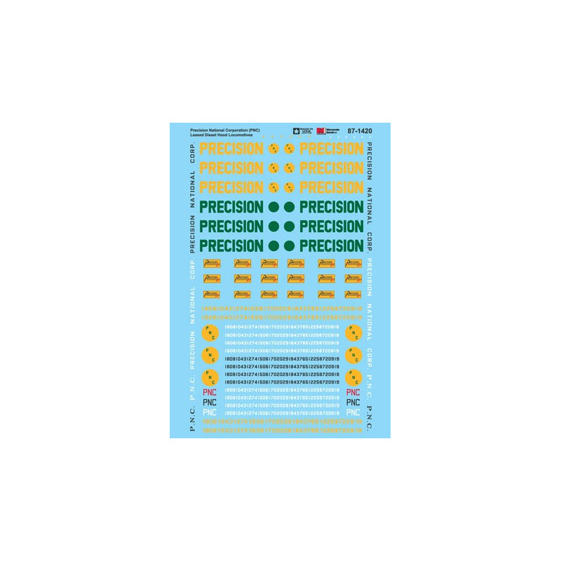 MICROSCALE DECAL 87-1420 - PRECISION ENGINEERING / NATIONAL LEASING DIESEL LOCOMOTIVES - HO SCALE