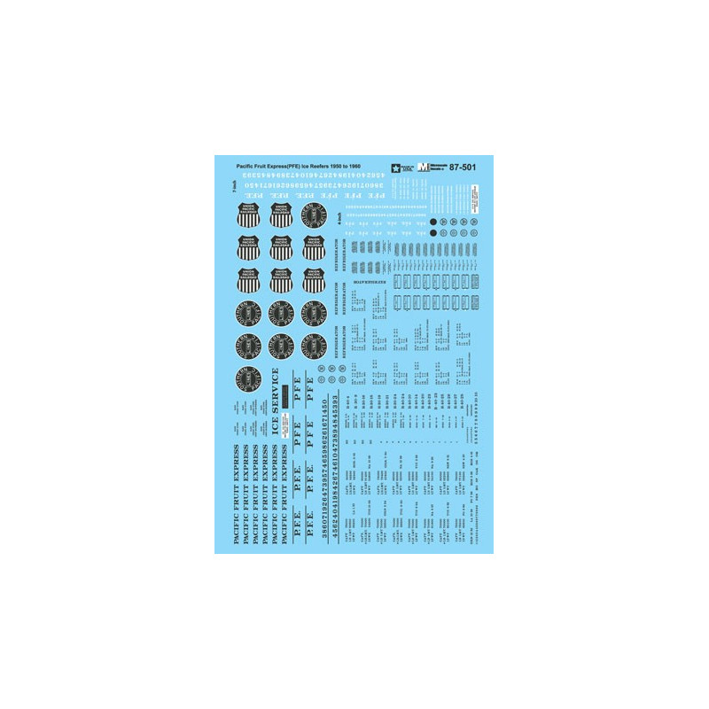 MICROSCALE DECAL 87-501 - PACIFIC FRUIT EXPRESS REEFERS - HO SCALE