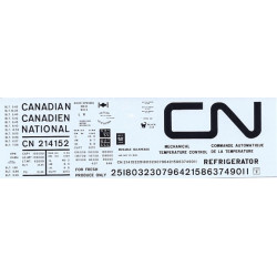 BLACK CAT DECAL - BC189 - CANADIAN NATIONAL 40' 8 HATCH REEFER - HO SCALE