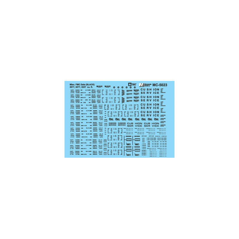 MICROSCALE DECAL MC-5023 - FMC BOXCAR DATA - BLACK - HO SCALE