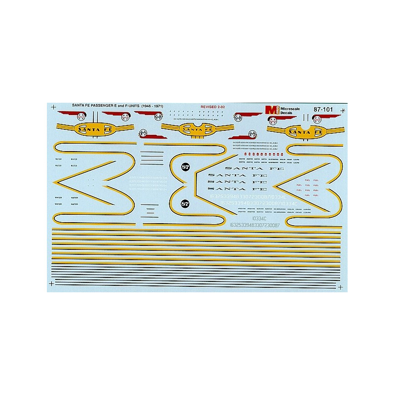 MICROSCALE DECAL 87-101 - SANTA FE DIESEL CAB UNITS - HO SCALE