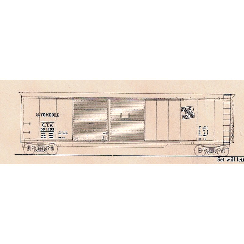 RAILCAD DECAL - BC206 - GRAND TRUNK WESTERN 50' AUTO BOXCAR