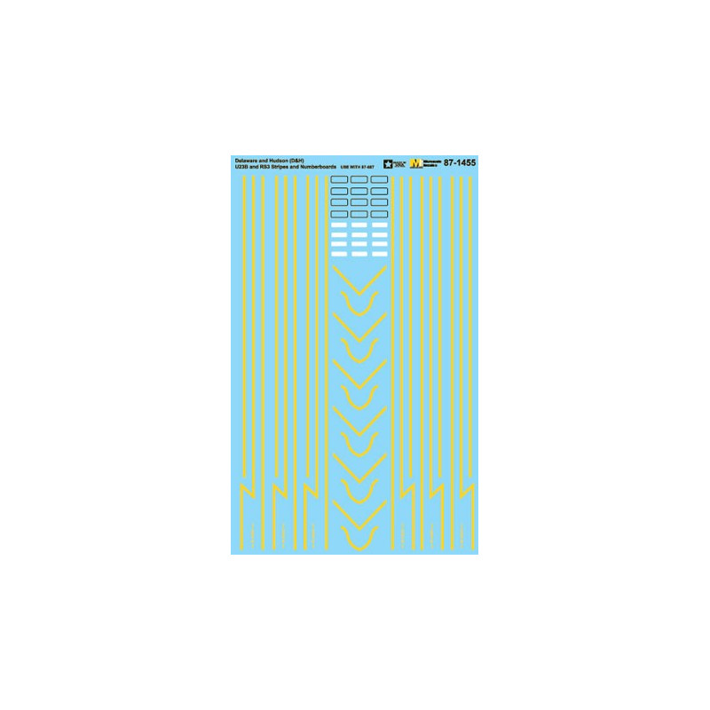 MICROSCALE DECAL 87-1455 - DELAWARE & HUDSON U23B & RS3 DIESEL STRIPES
