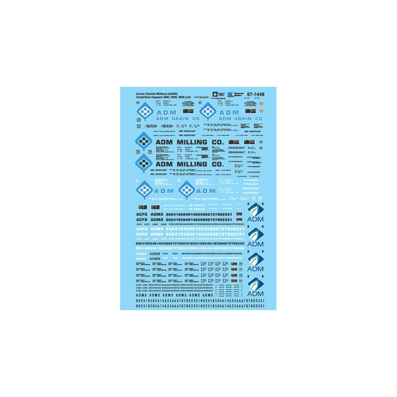 MICROSCALE DECAL 87-1448 - ARHCER DANIELS MIDLAND COVERED HOPPERS