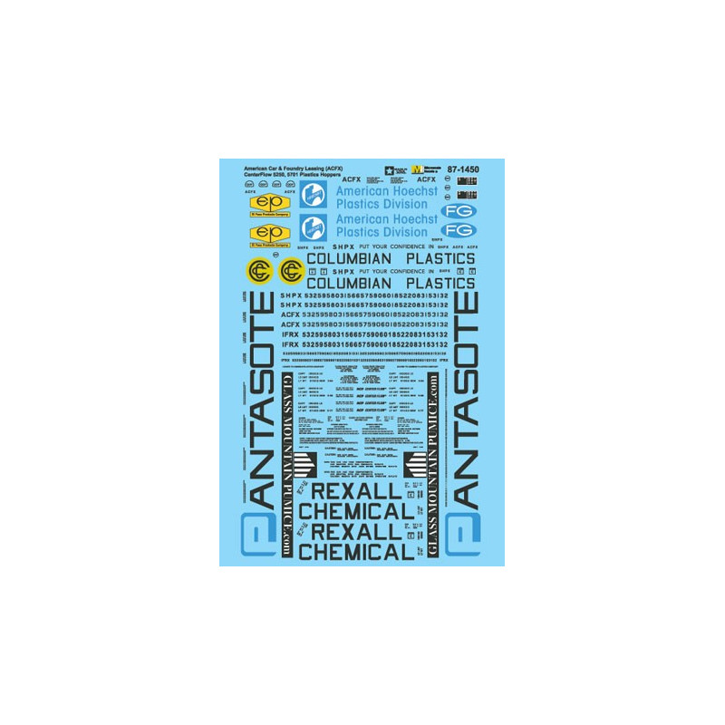 MICROSCALE DECAL 87-1450 - ACFX LEASING PLASTICS COVERED HOPPERS