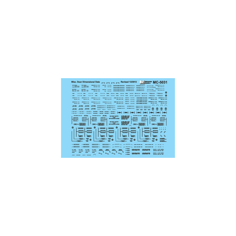 MICROSCALE DECAL MC-5031 - MISCELLANEOUS DOOR DIMENSIONAL DATA - BLACK