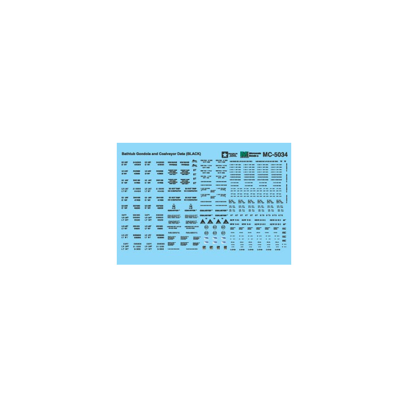 MICROSCALE DECAL MC-5034 - BATHTUB GONDOLA & COALVEYOR DATA - BLACK