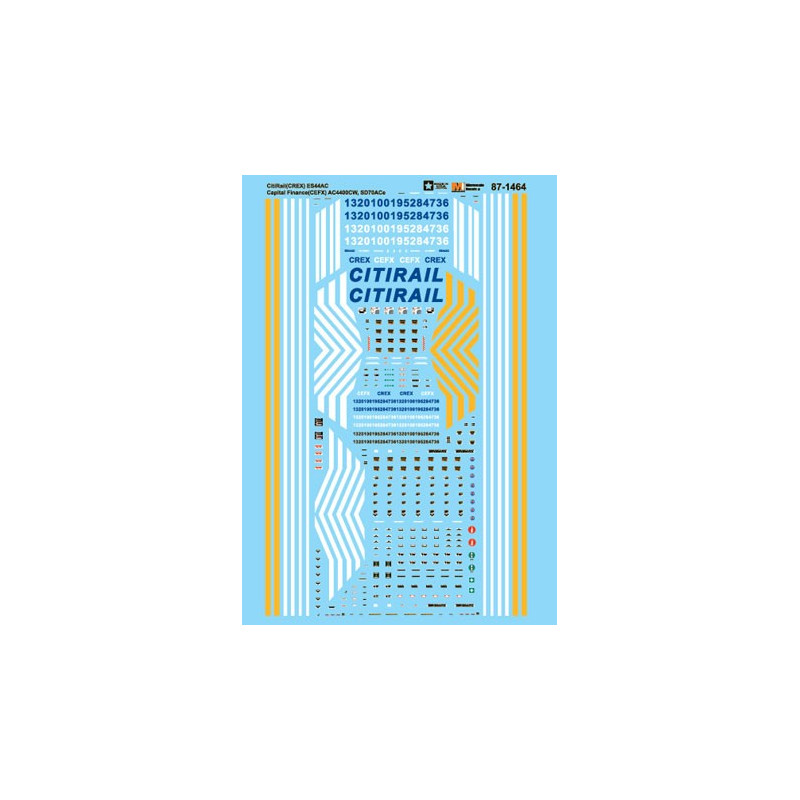 MICROSCALE DECAL 87-1464 - CITIRAIL & CAPITAL FINANCE DIESEL LOCOMOTIVES