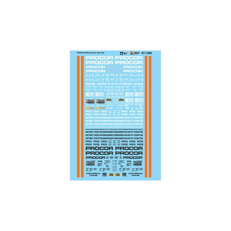 MICROSCALE DECAL 87-1466 - PROCOR TANK CARS