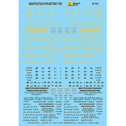 MICROSCALE DECAL 87-752 - CHICAGO BURLINGTON & QUINCY PASSENGER CARS