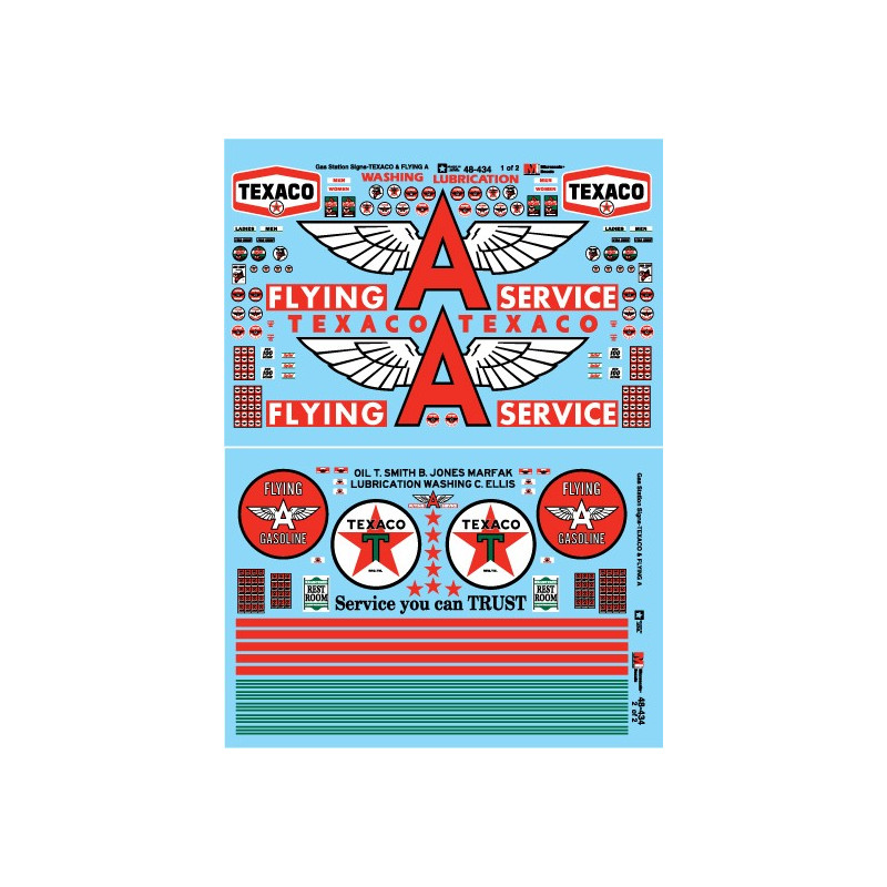 MICROSCALE DECAL 48-434 - TEXACO & FLYING A SERVICE STATION