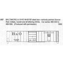 CDS DRY TRANSFER HO-357 BALTIMORE & OHIO M-63 50' BOXCAR - HO SCALE