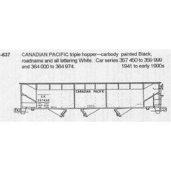 CDS DRY TRANSFER HO-637 CANADIAN PACIFIC 3 BAY HOPPER - HO SCALE
