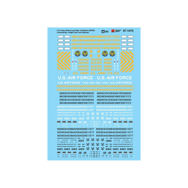 MICROSCALE DECAL 87-1470 - US ARMY, AIRFORCE AND DEPARTMENT OF DEFENSE DODX