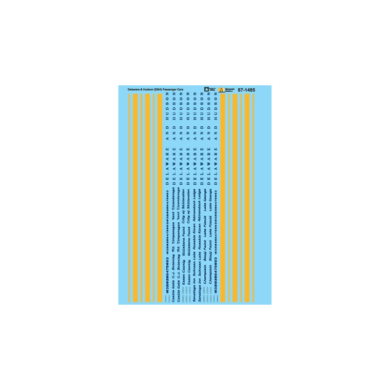 MICROSCALE DECAL 87-1485 - D&H DELAWARE & HUDSON PASSENGER CARS