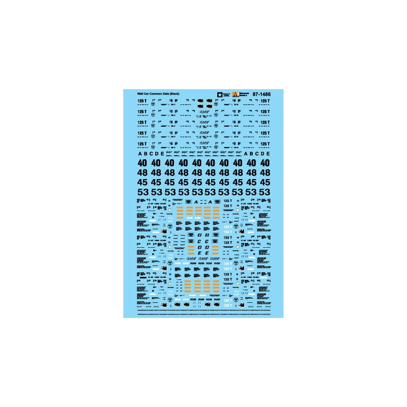 MICROSCALE DECAL 87-1486 - WELL CAR COMMON DATA - BLACK