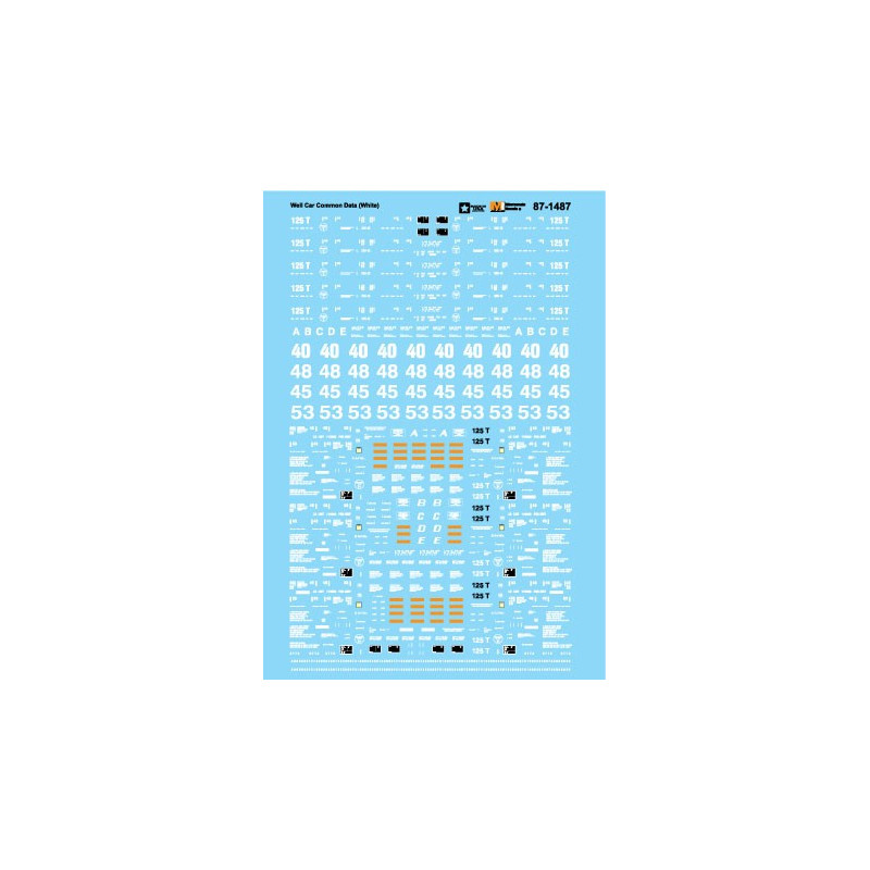 MICROSCALE DECAL 87-1487 - WELL CAR COMMON DATA - WHITE