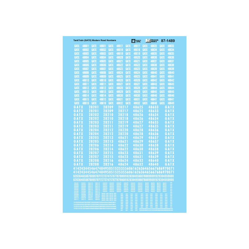 MICROSCALE DECAL 87-1489 - TANK TRAIN GATX MODERN ROAD NUMBERSSSIS