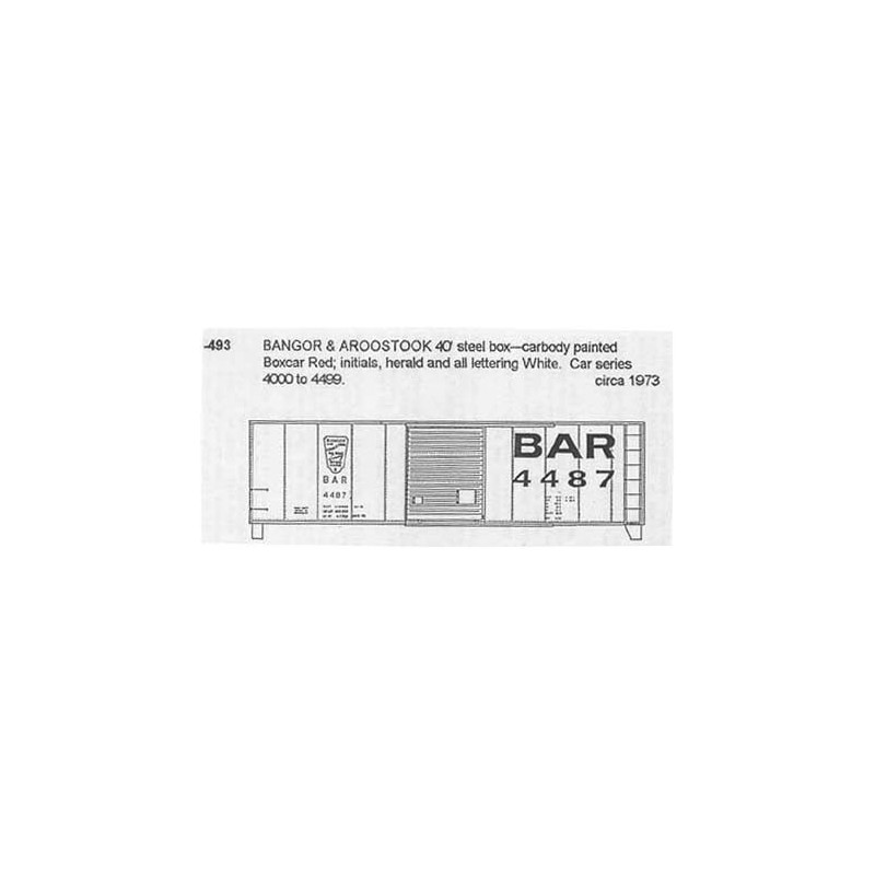 CDS DRY TRANSFER HO-493 BANGOR & AROOSTOOK 40' BOXCAR - HO SCALE