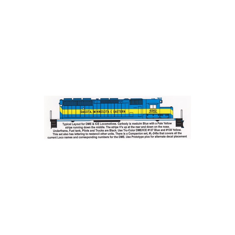 HIGHBALL L-245A DAKOTA MINNESOTA & EASTERN DIESEL LOCOMOTIVE NAMES - HO SCALE