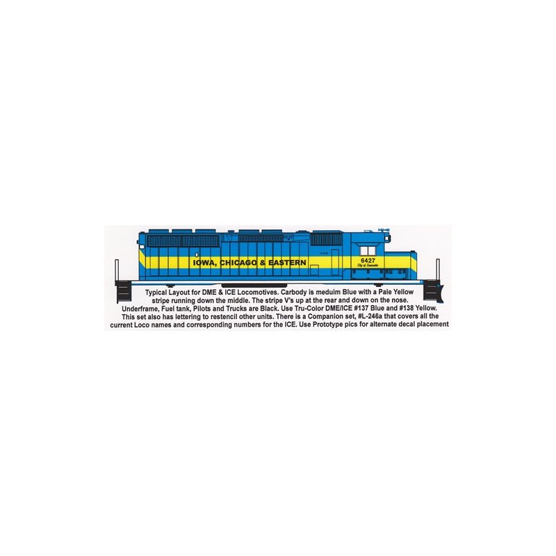HIGHBALL L-246A IOWA CHICAGO & EASTERN DIESEL LOCOMOTIVE NAMES - HO SCALE