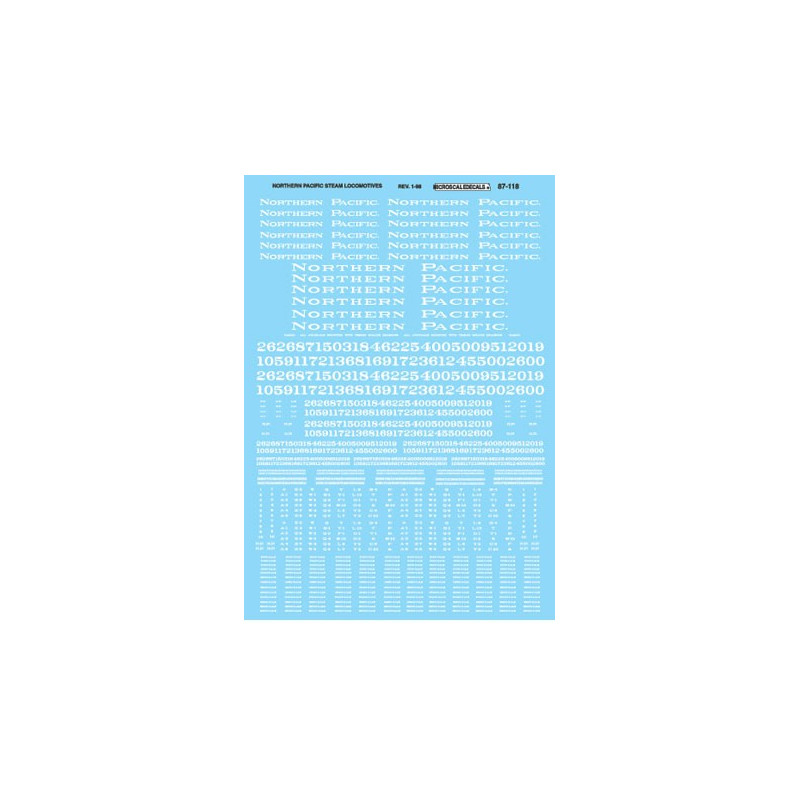 MICROSCALE DECAL 87-118 - NORTHERN PACIFIC STEAM LOCOMOTIVES
