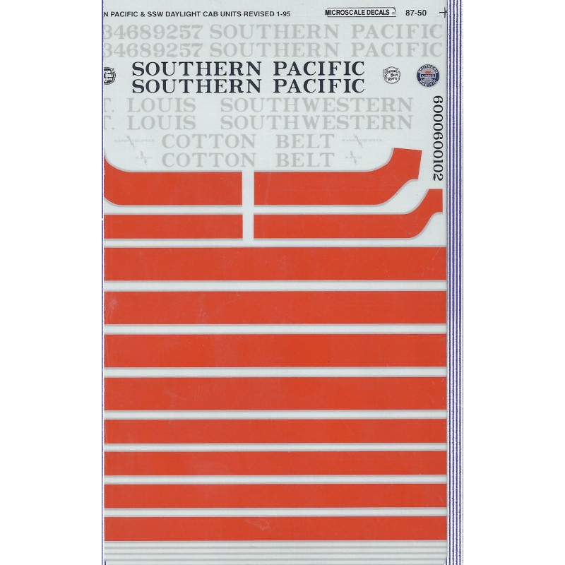 MICROSCALE DECAL 87-50NOS - SOUTHERN PACIFIC / COTTON BELT DIESEL LOCOMOTIVES - HO SCALE