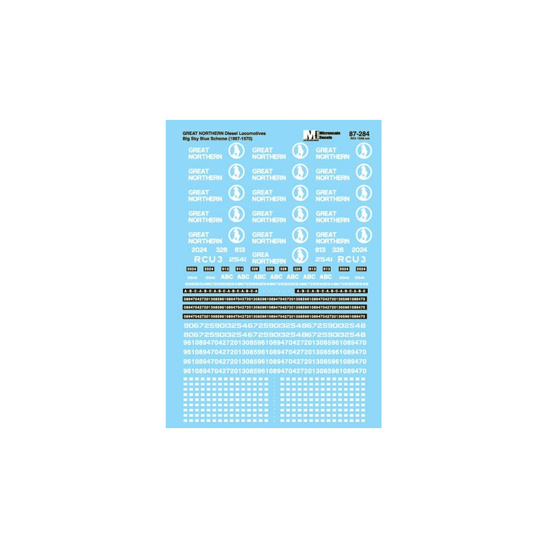 MICROSCALE DECAL 87-284 - GREAT NORTHERN DIESEL LOCOMOTIVES